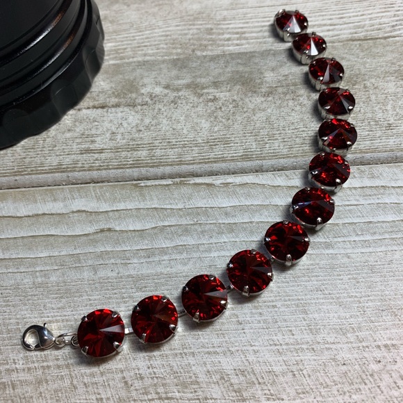 Handmade Swarovski Crystal “Scarlet” Silver Plated Bracelet - Picture 4 of 8